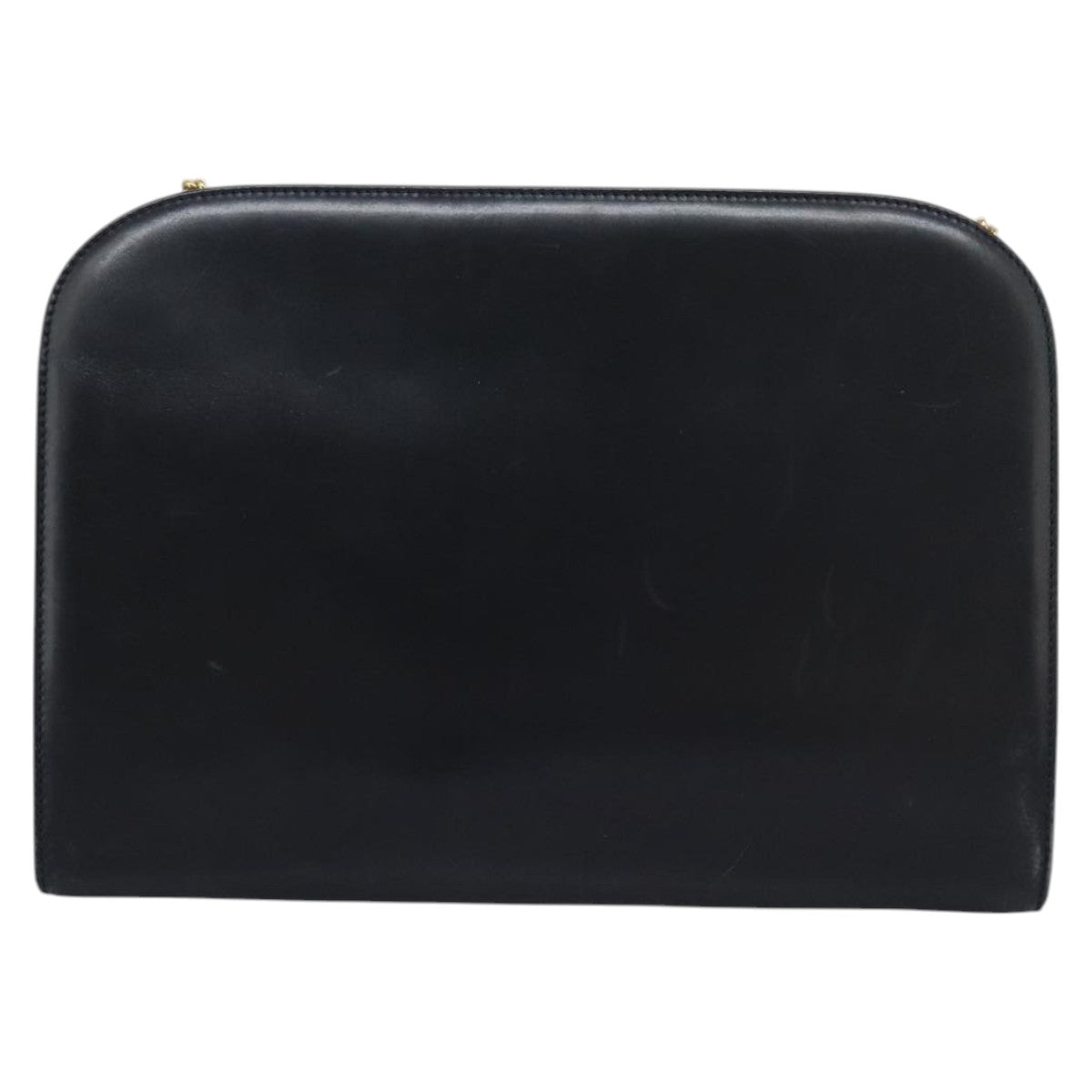 Salvatore Ferragamo Gancini Chain Shoulder Bag Leather Navy Auth yk12007