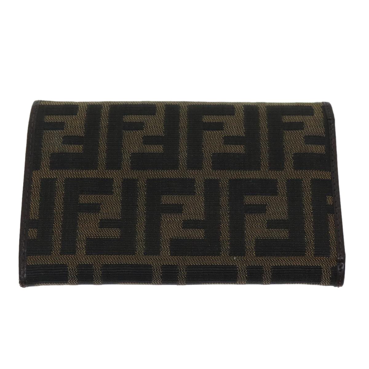 FENDI Zucca Canvas Wallet Black Brown Auth yk12033