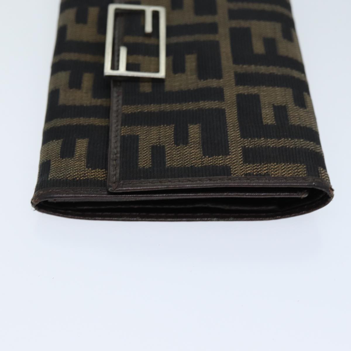 FENDI Zucca Canvas Wallet Black Brown Auth yk12033