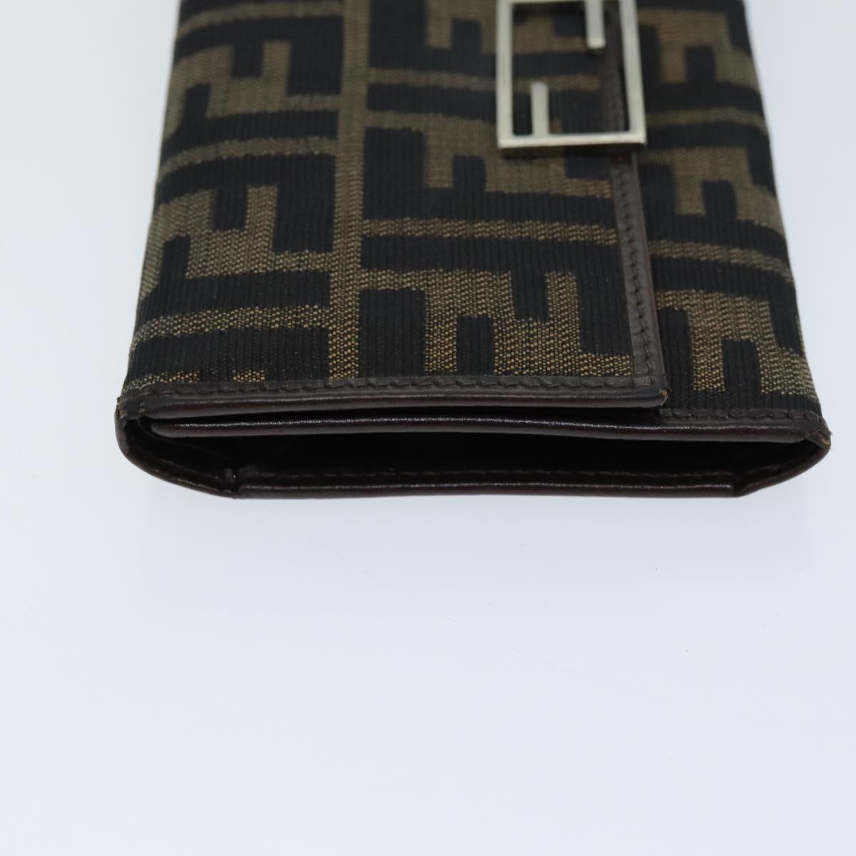 FENDI Zucca Canvas Wallet Black Brown Auth yk12033