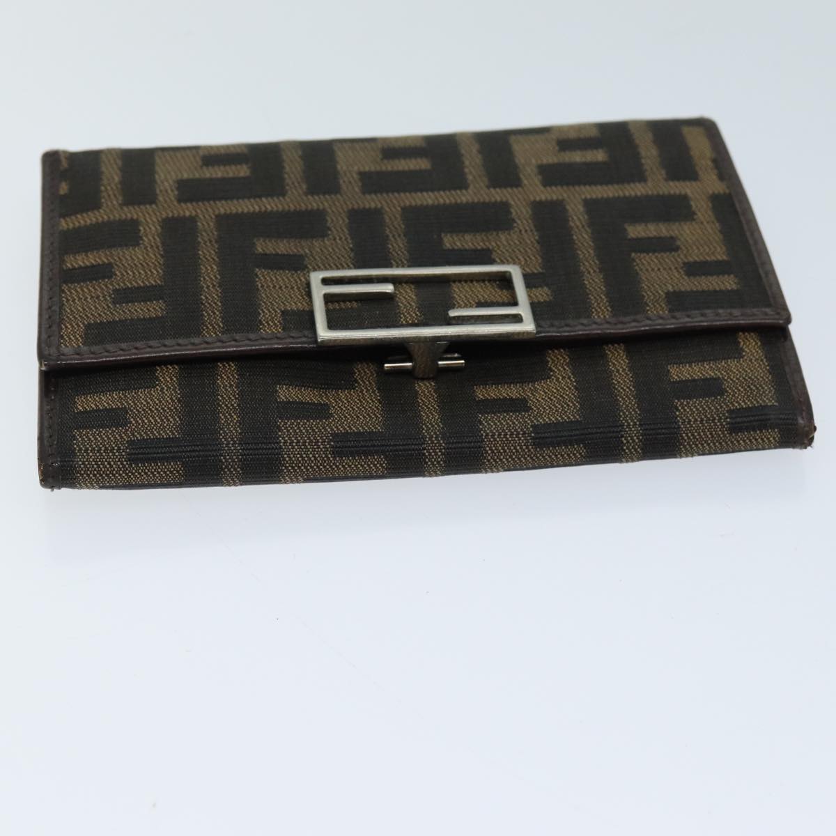 FENDI Zucca Canvas Wallet Black Brown Auth yk12033