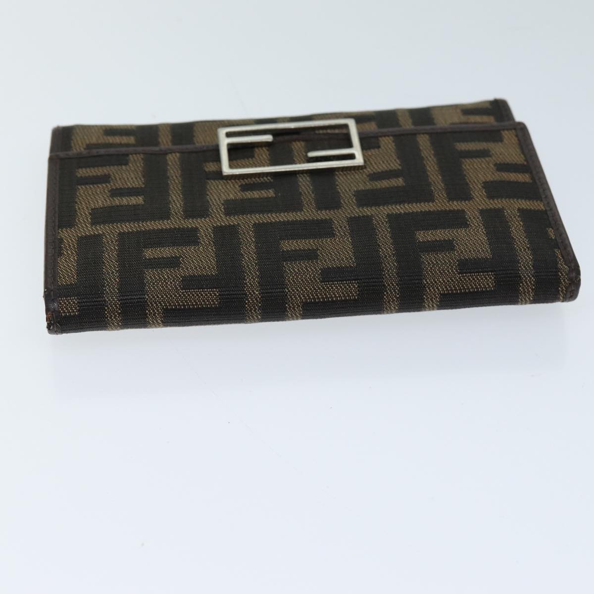 FENDI Zucca Canvas Wallet Black Brown Auth yk12033