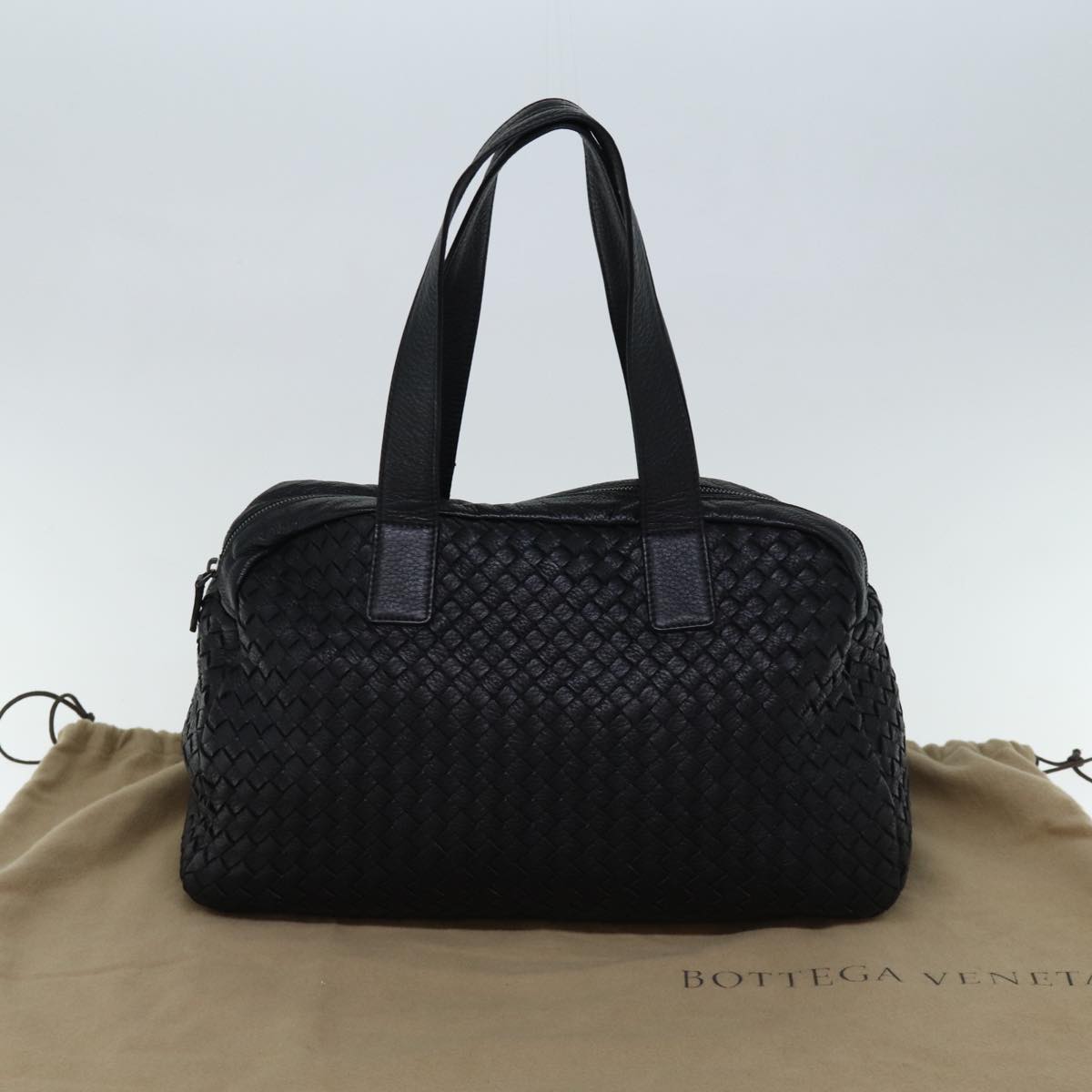 BOTTEGA VENETA INTRECCIATO Shoulder Bag Leather Black Auth yk12046