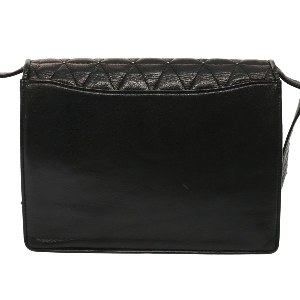 VALENTINO Quilted Shoulder Bag Leather Black Auth yk12052