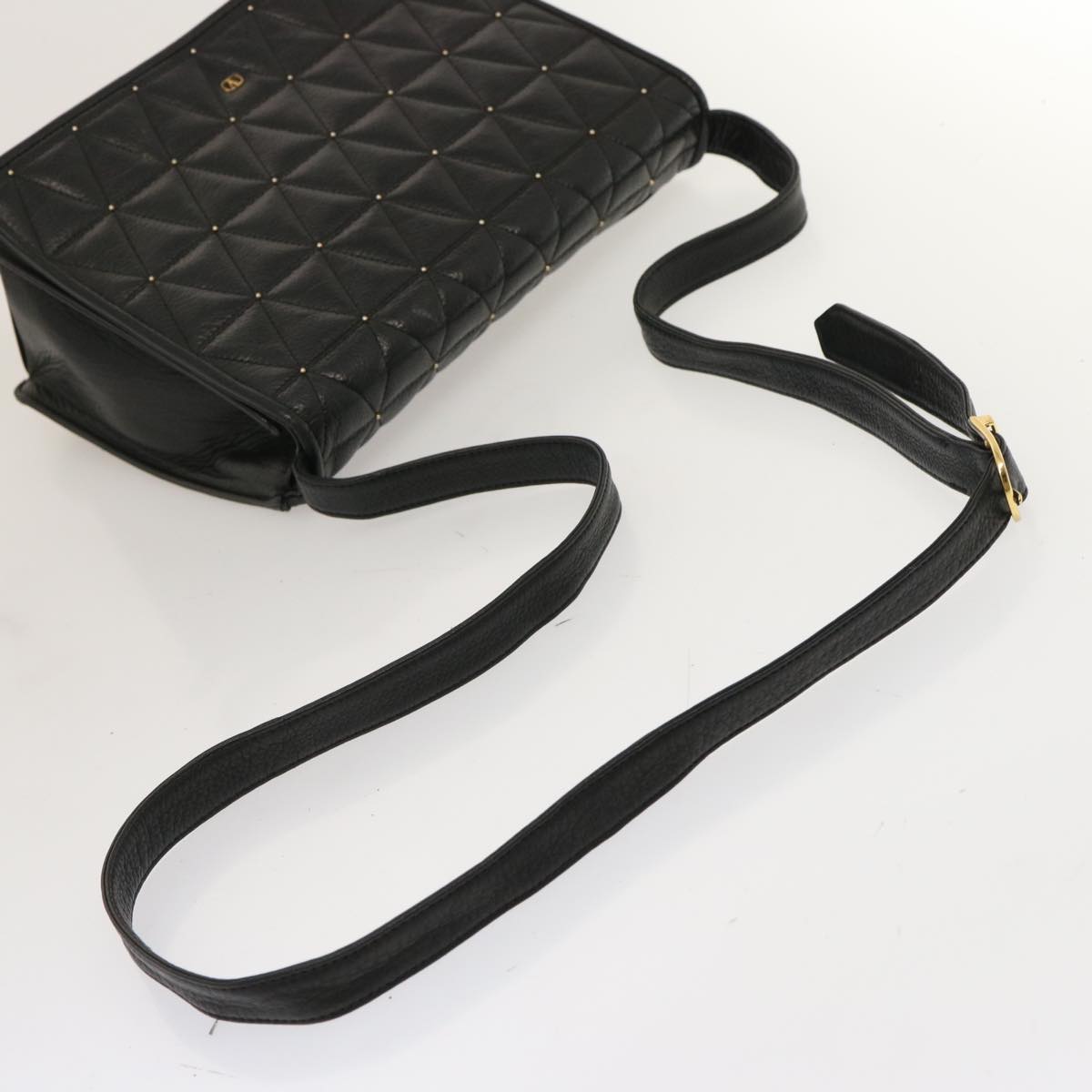 VALENTINO Quilted Shoulder Bag Leather Black Auth yk12052