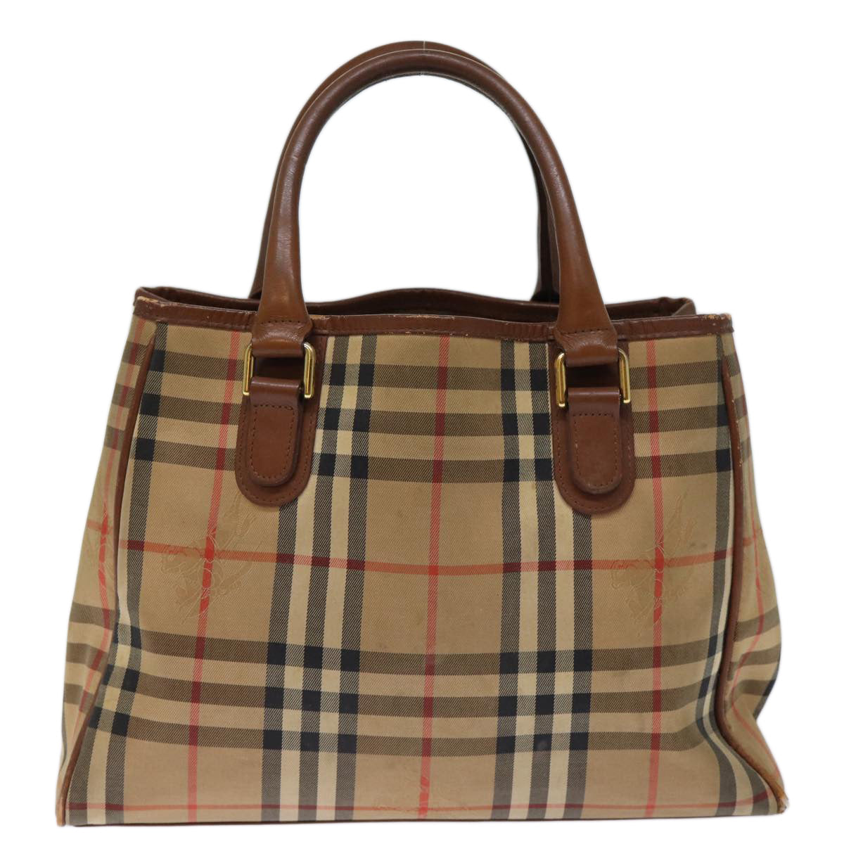 Burberrys Nova Check Hand Bag Canvas Beige Auth yk12061