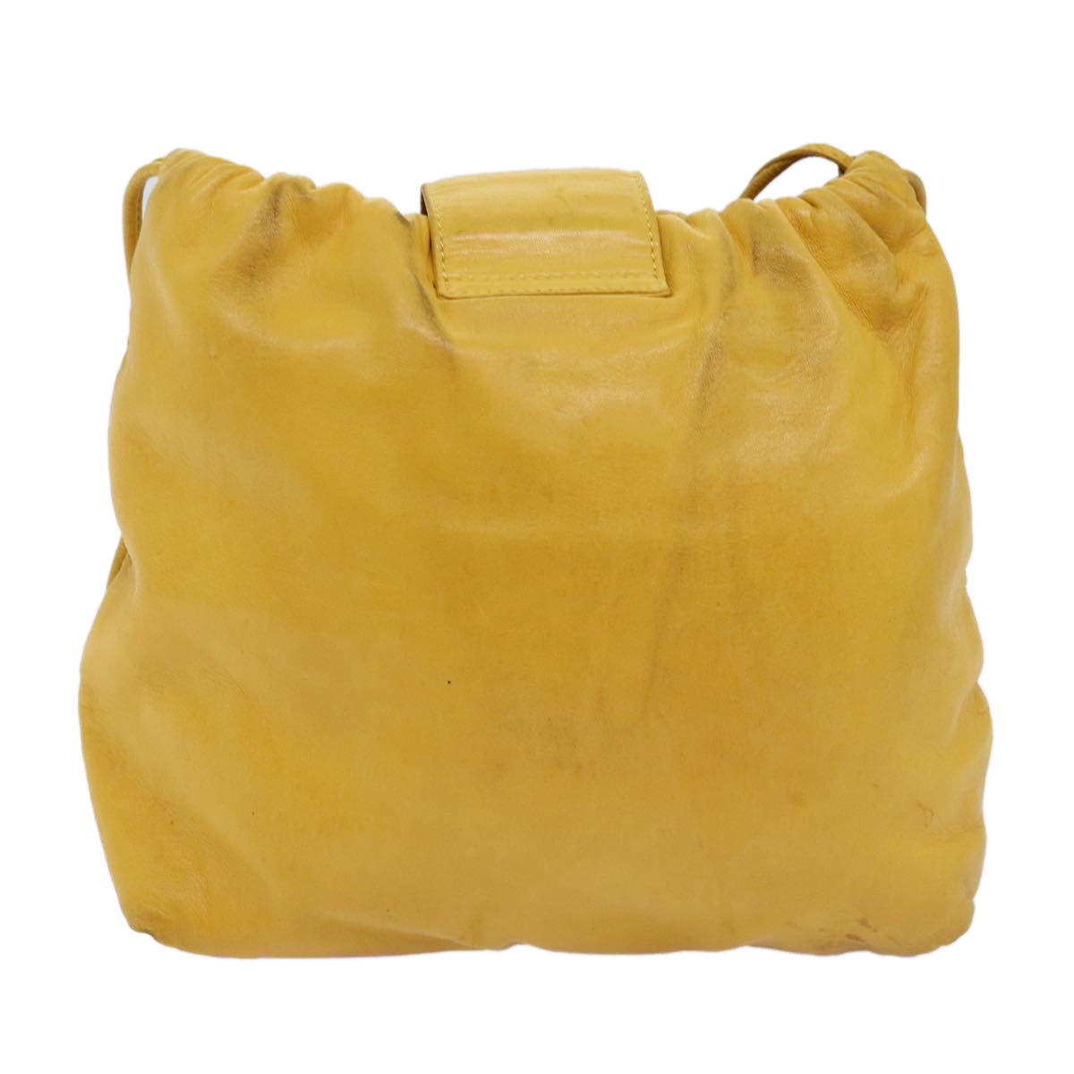 LOEWE Anagram Shoulder Bag Leather Yellow Auth yk12066