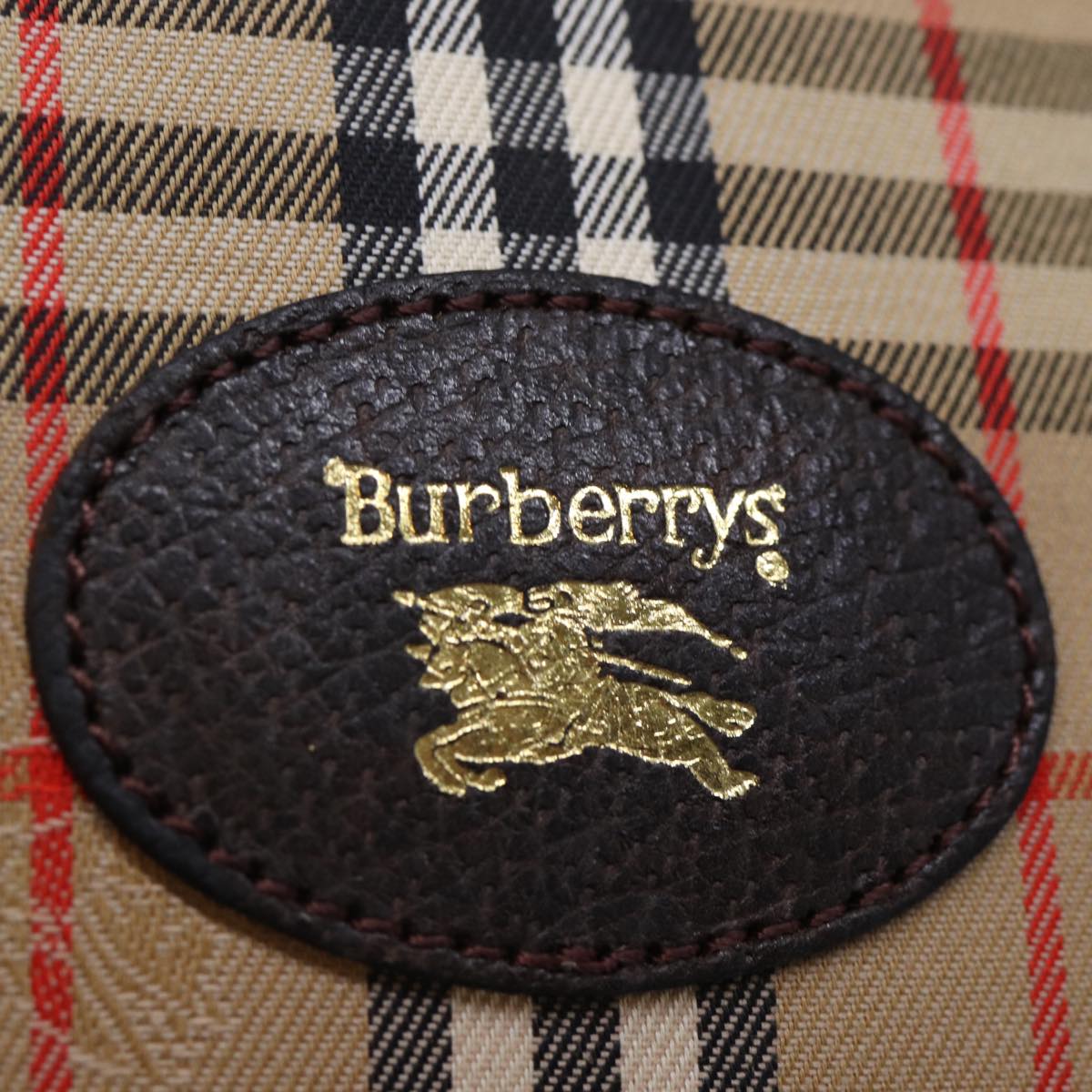 Burberrys Nova Check Pouch Canvas Beige Auth yk12082