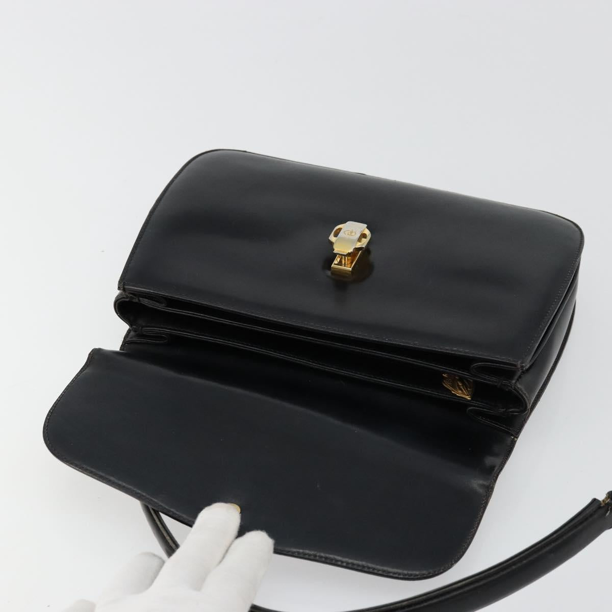 GUCCI Hand Bag Leather Black Auth yk12169