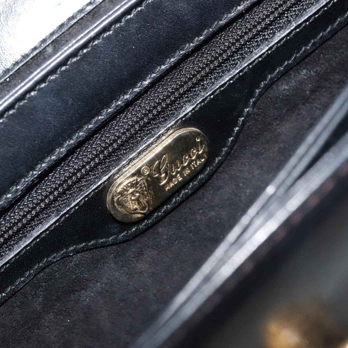 GUCCI Hand Bag Leather Black Auth yk12169