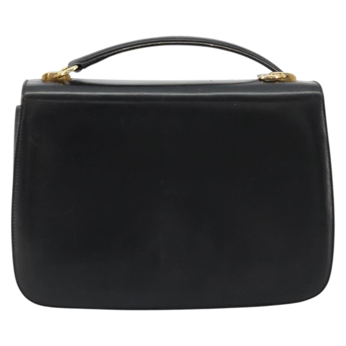 GUCCI Hand Bag Leather Black Auth yk12169