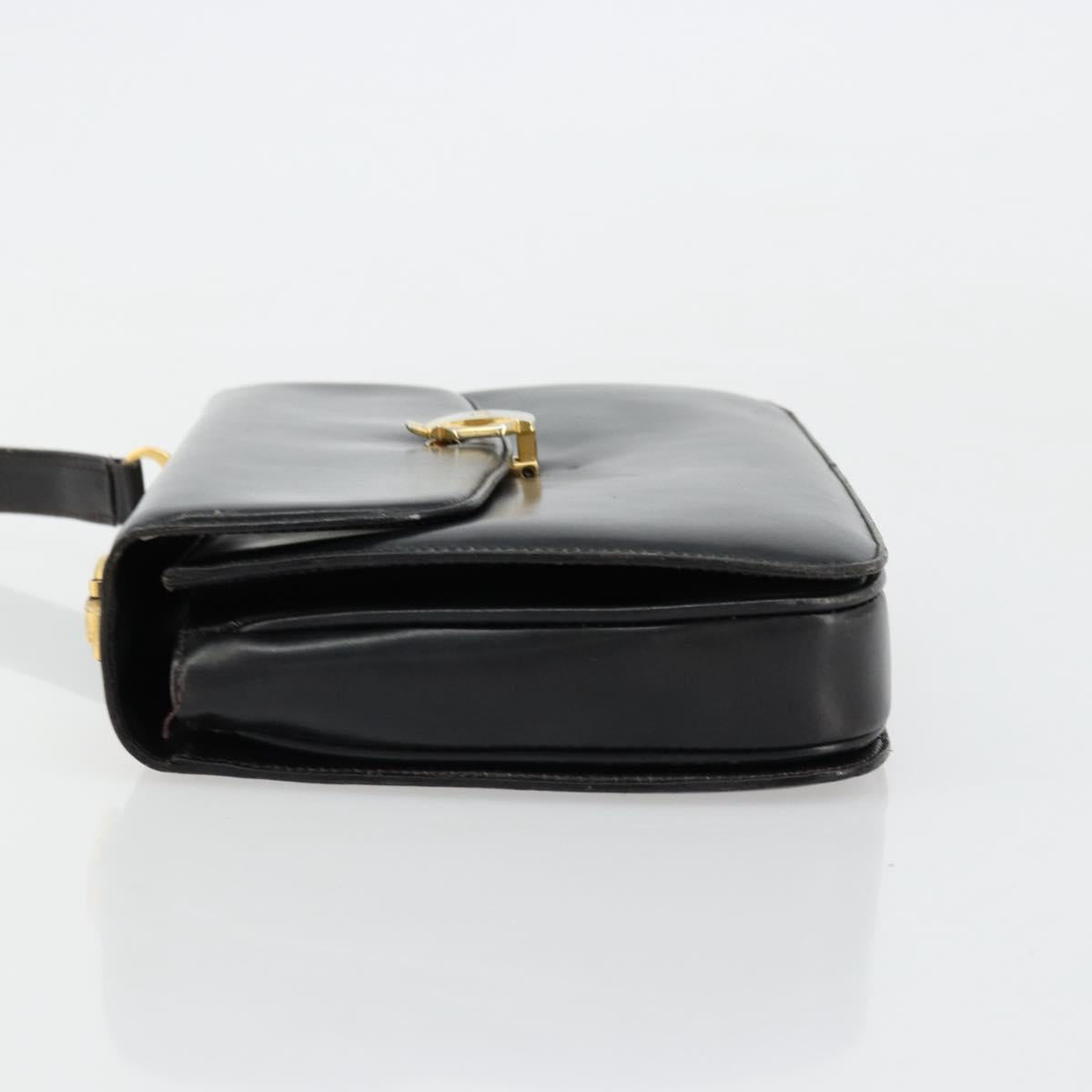 GUCCI Hand Bag Leather Black Auth yk12169