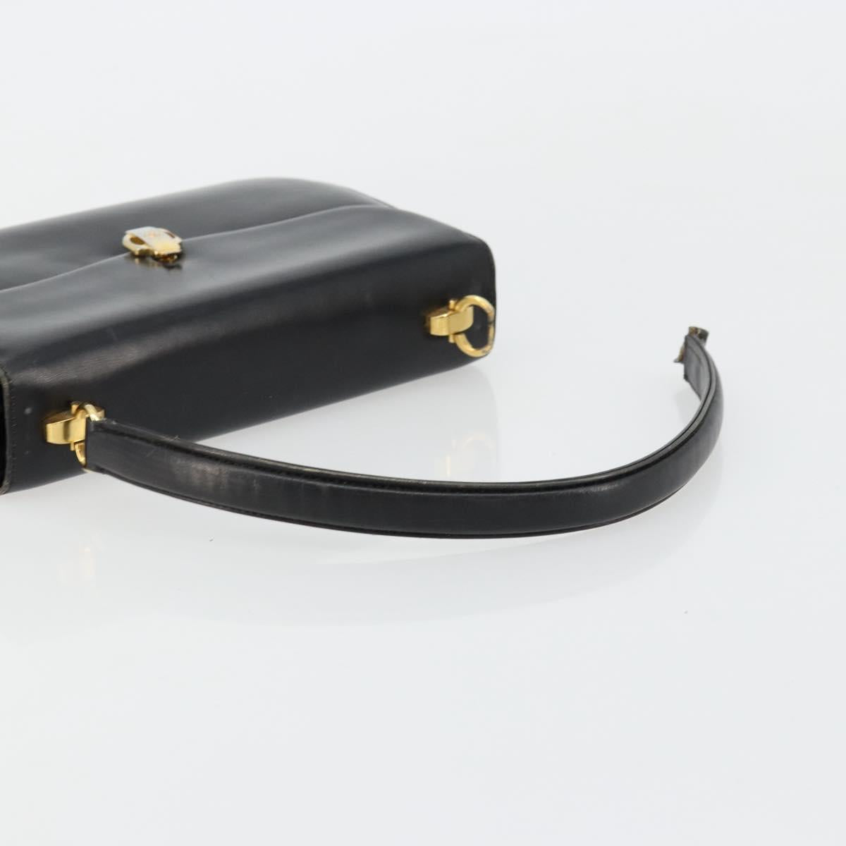 GUCCI Hand Bag Leather Black Auth yk12169