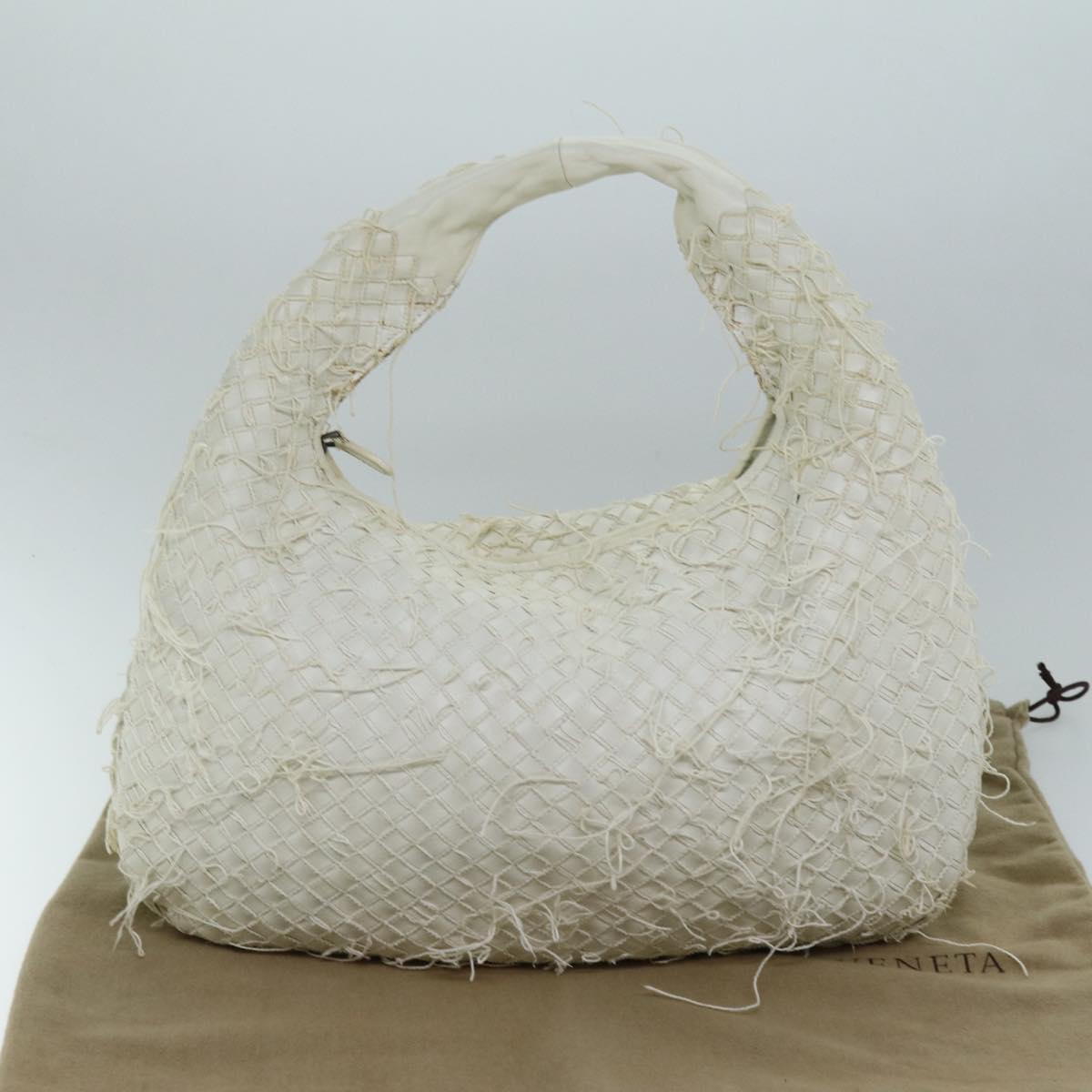 BOTTEGA VENETA INTRECCIATO Hobo Shoulder Bag Leather White 115653 Auth yk12180