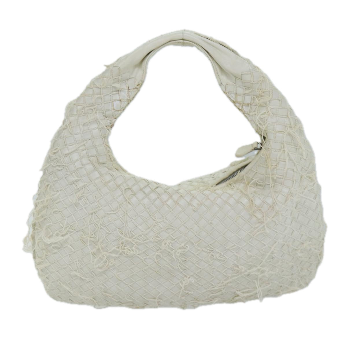 BOTTEGA VENETA INTRECCIATO Hobo Shoulder Bag Leather White 115653 Auth yk12180