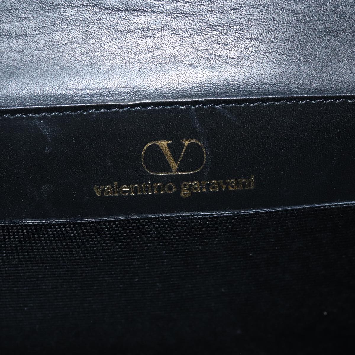 VALENTINO Chain Hand Bag Leather Black Auth yk12215