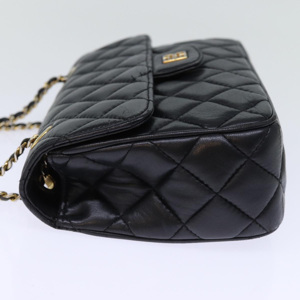 GIVENCHY Quilted Chain Shoulder Bag Leather Black Auth yk12231