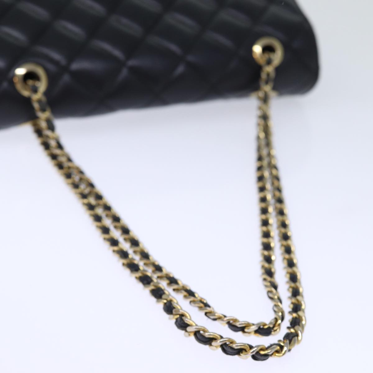 GIVENCHY Quilted Chain Shoulder Bag Leather Black Auth yk12231