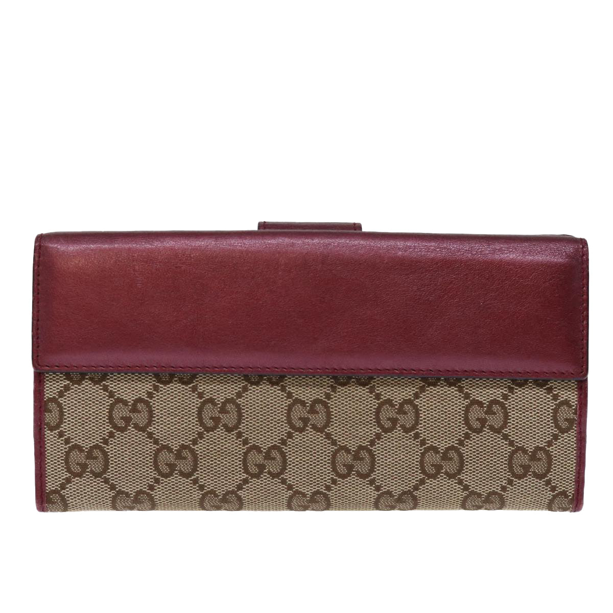 GUCCI GG Canvas Long Wallet Beige 203550 Auth yk12329