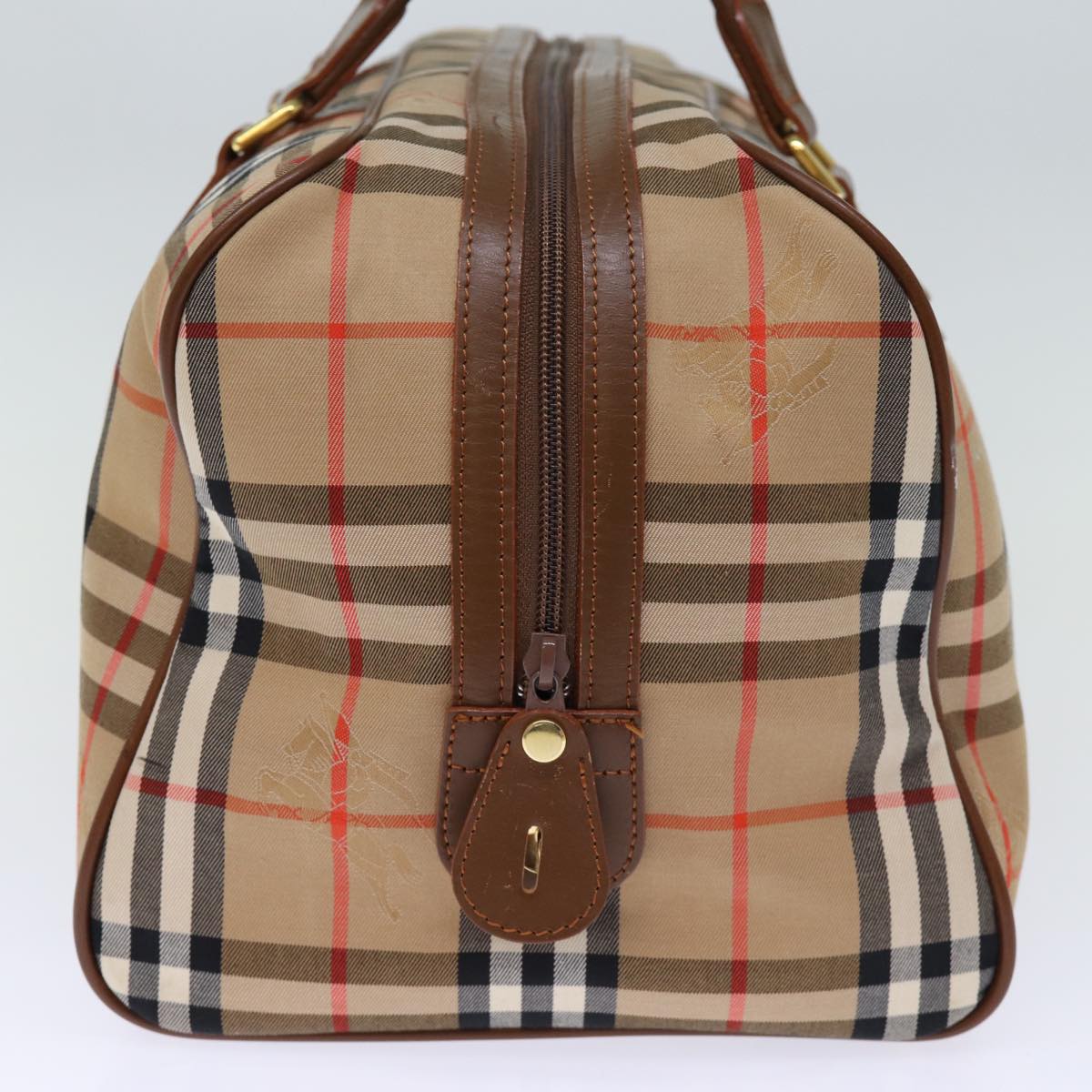 Burberrys Nova Check Boston Bag Canvas Beige Auth yk12463