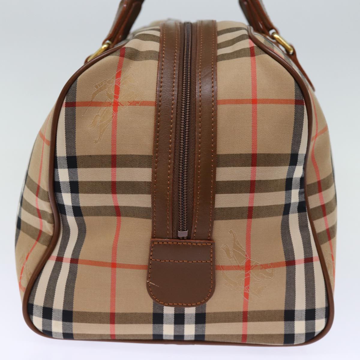 Burberrys Nova Check Boston Bag Canvas Beige Auth yk12463