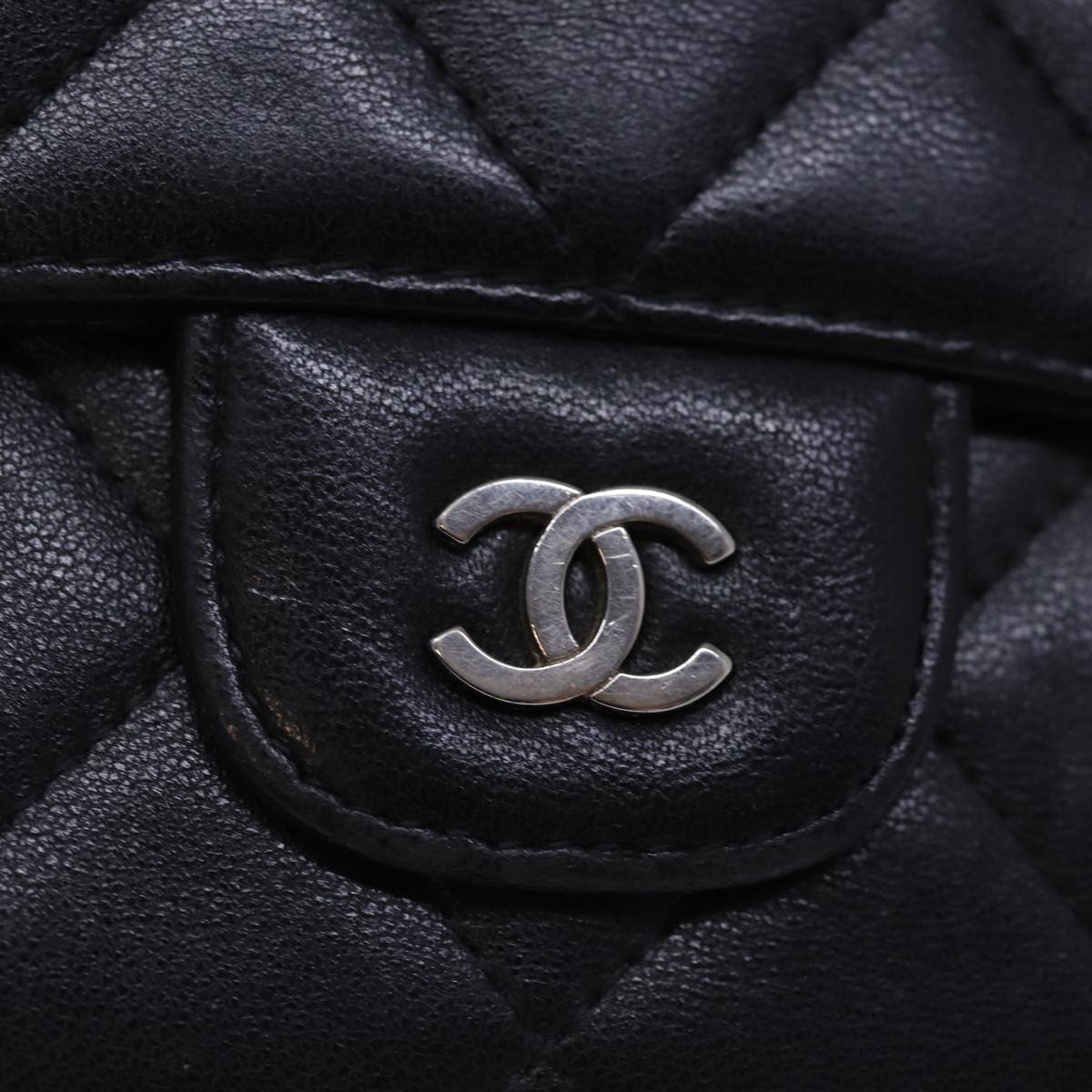 CHANEL Matelasse Long Wallet Lamb Skin Black CC Auth yk12499