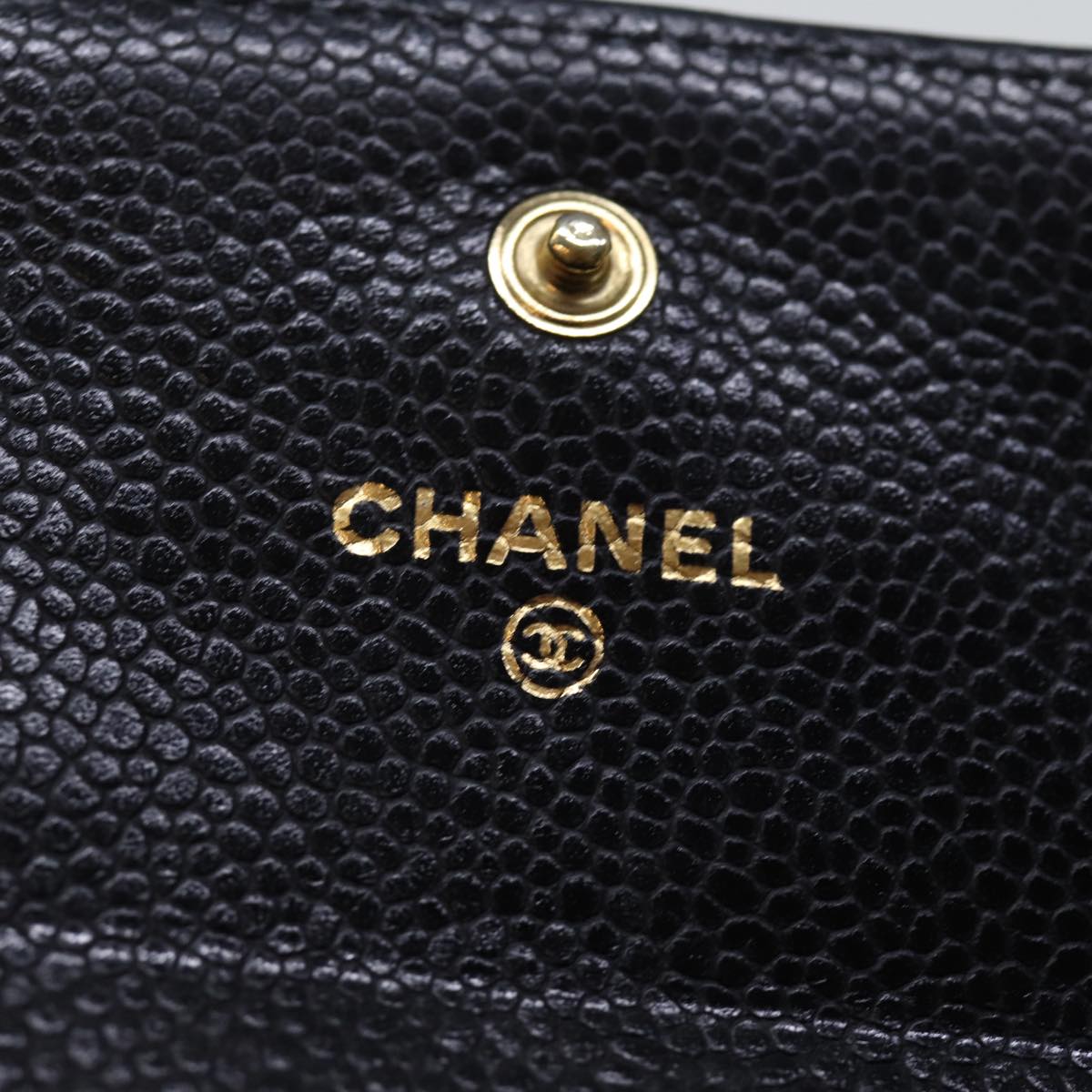 CHANEL Matelasse Long Wallet Caviar Skin Black CC Auth yk12519