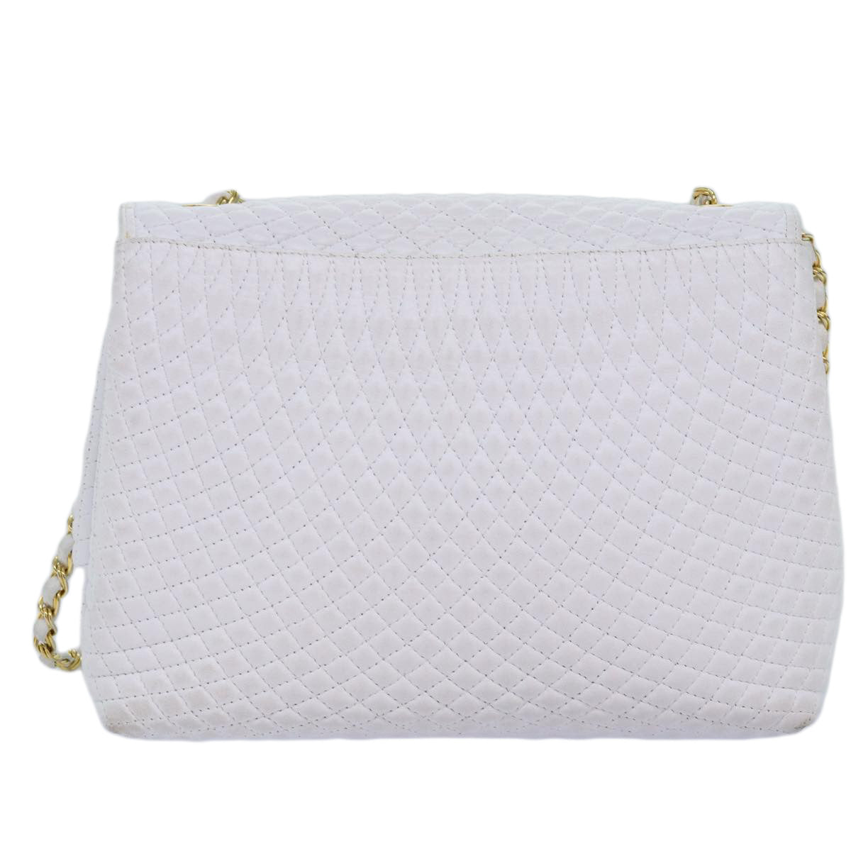 BALLY Quilted Chain Shoulder Bag Leather White Auth yk12523