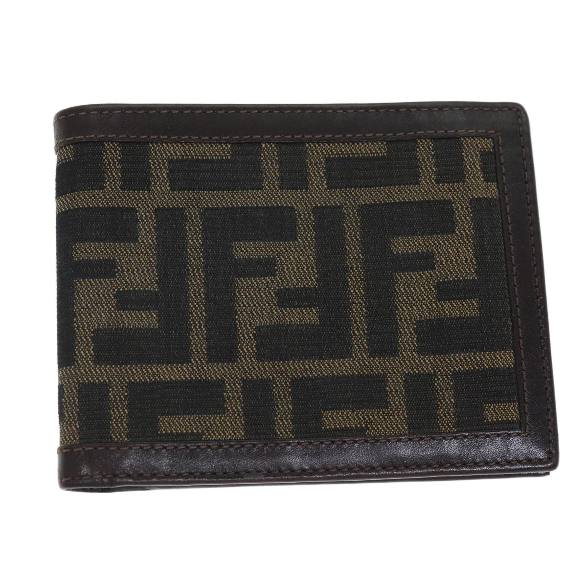 FENDI Zucca Canvas Wallet Black Brown Auth yk12540