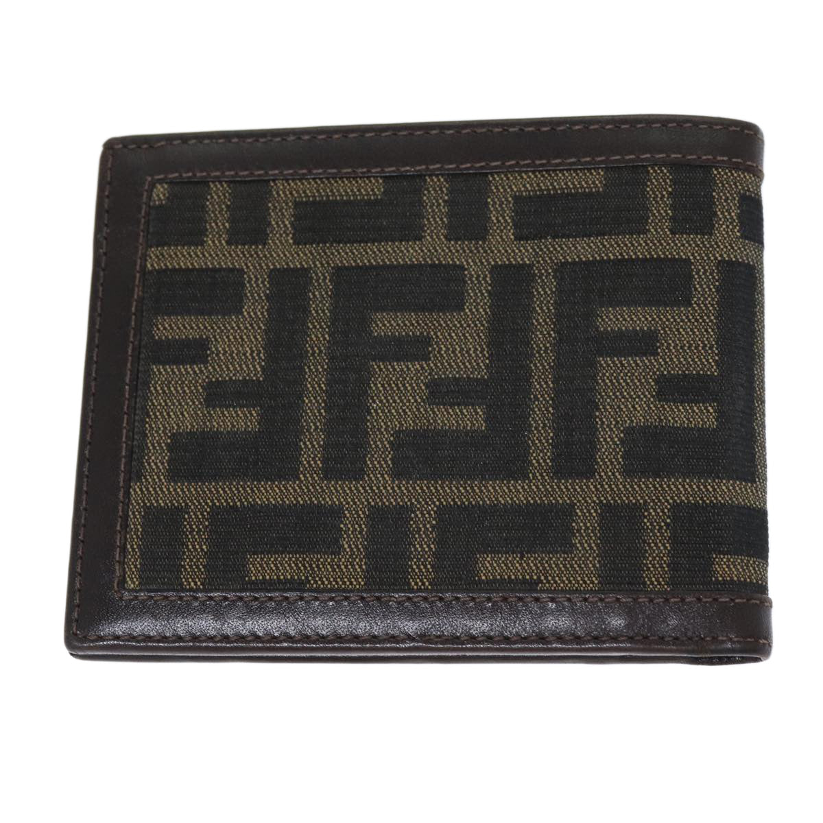 FENDI Zucca Canvas Wallet Black Brown Auth yk12540