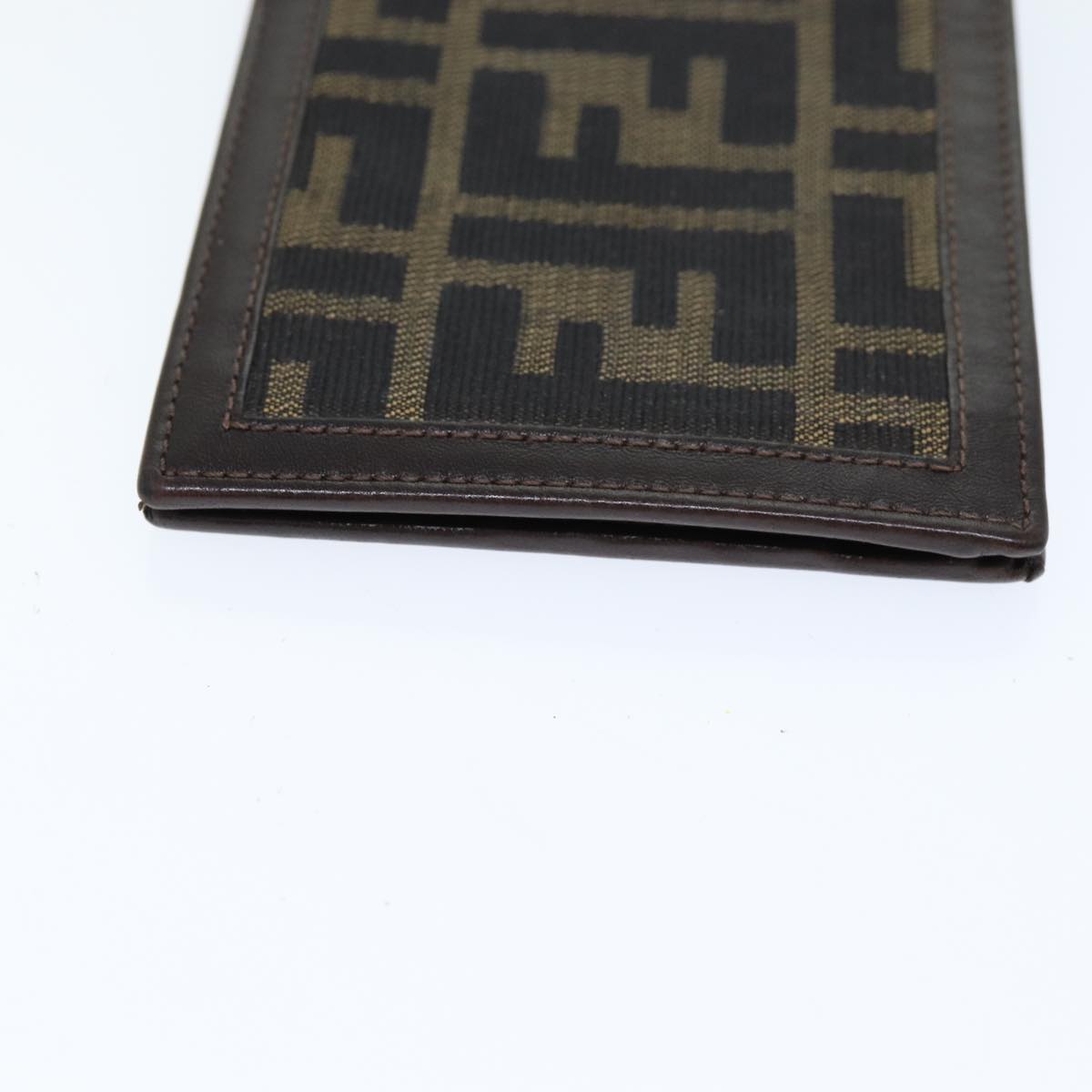 FENDI Zucca Canvas Wallet Black Brown Auth yk12540