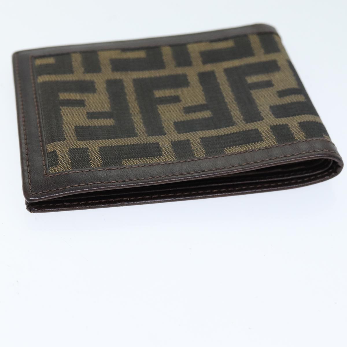 FENDI Zucca Canvas Wallet Black Brown Auth yk12540