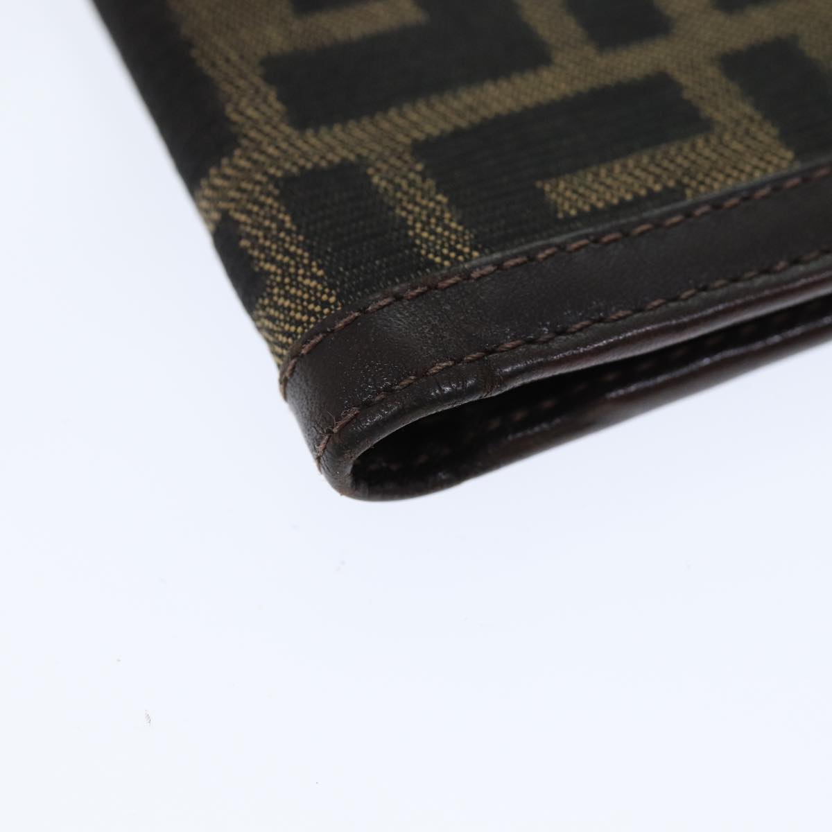 FENDI Zucca Canvas Wallet Black Brown Auth yk12540