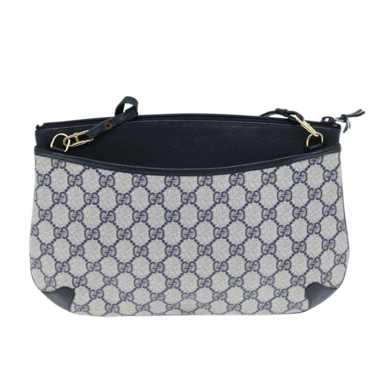 GUCCI GG Supreme Sherry Line Shoulder Bag PVC Navy Red 904 02 026 Auth yk12549