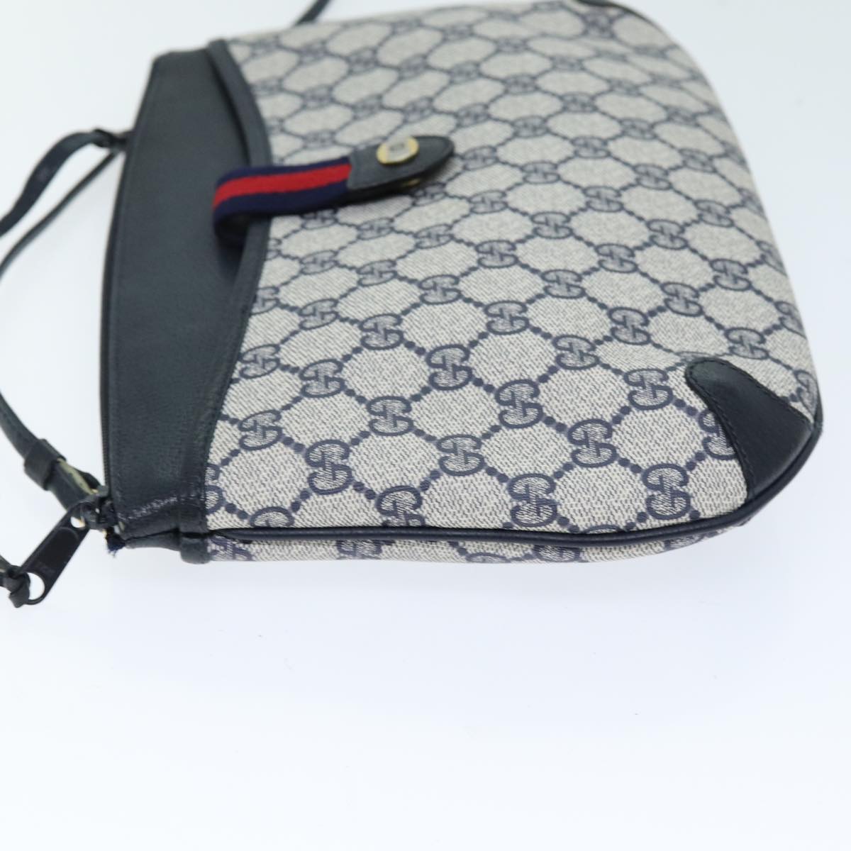 GUCCI GG Supreme Sherry Line Shoulder Bag PVC Navy Red 904 02 026 Auth yk12549