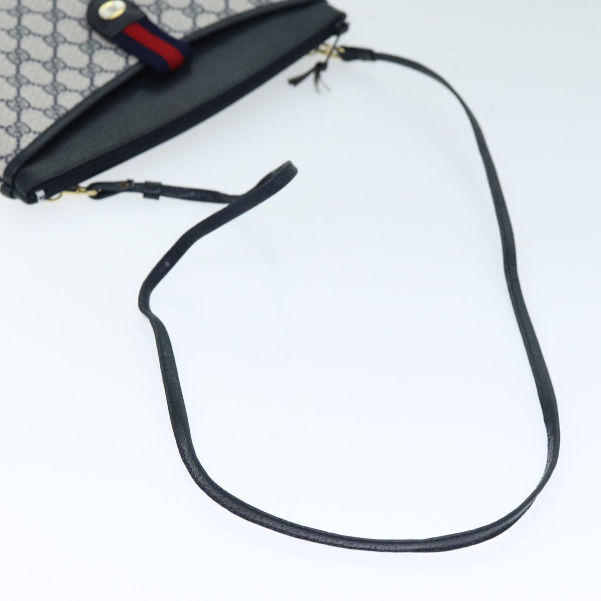 GUCCI GG Supreme Sherry Line Shoulder Bag PVC Navy Red 904 02 026 Auth yk12549