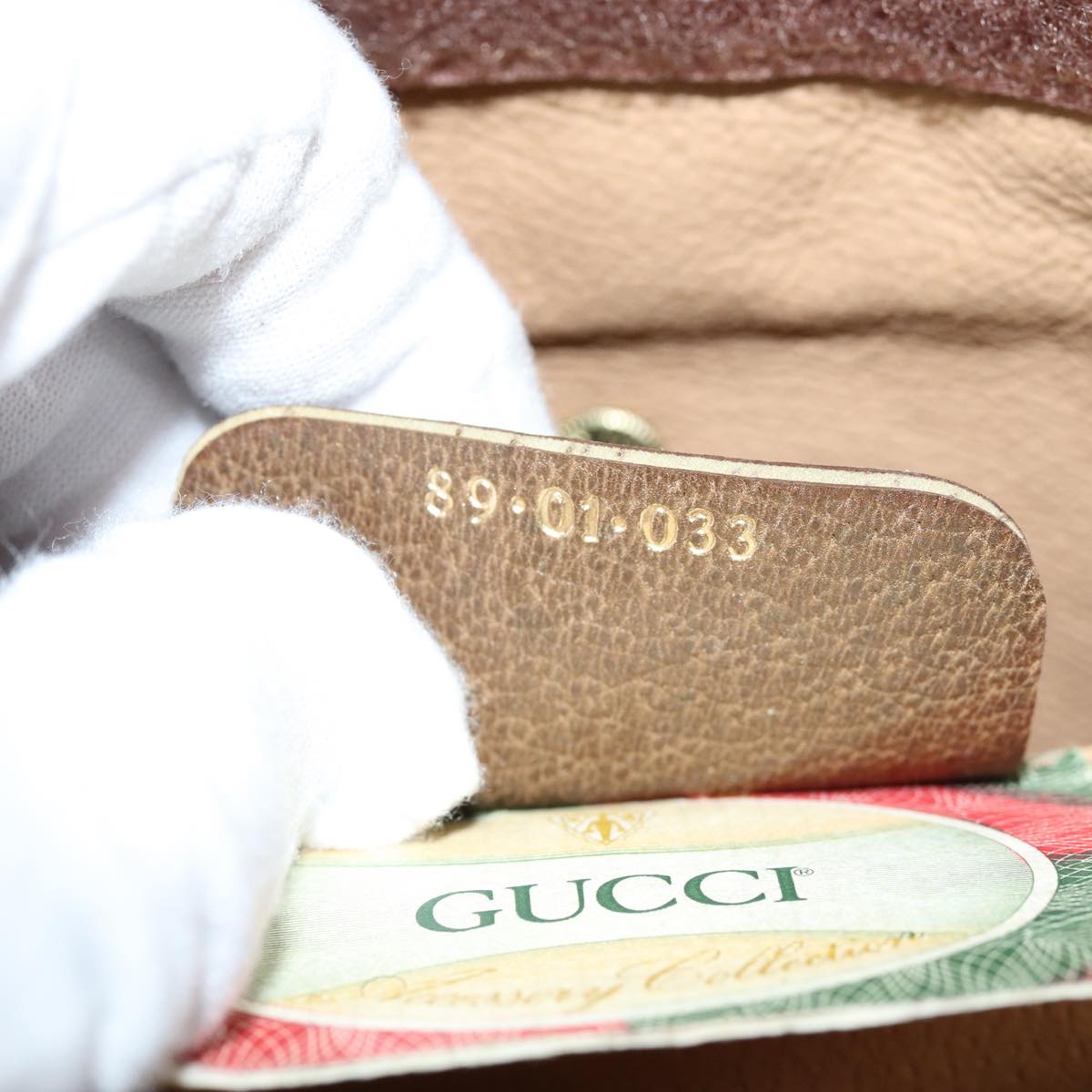 GUCCI GG Supreme Web Sherry Line Clutch Bag PVC Beige Red 89 01 033 Auth yk12556