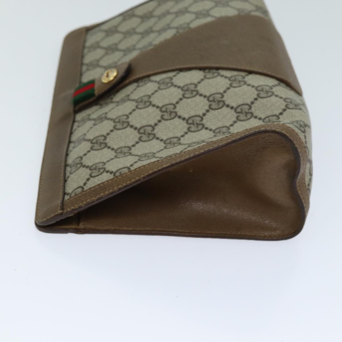 GUCCI GG Supreme Web Sherry Line Clutch Bag PVC Beige Red 89 01 033 Auth yk12556