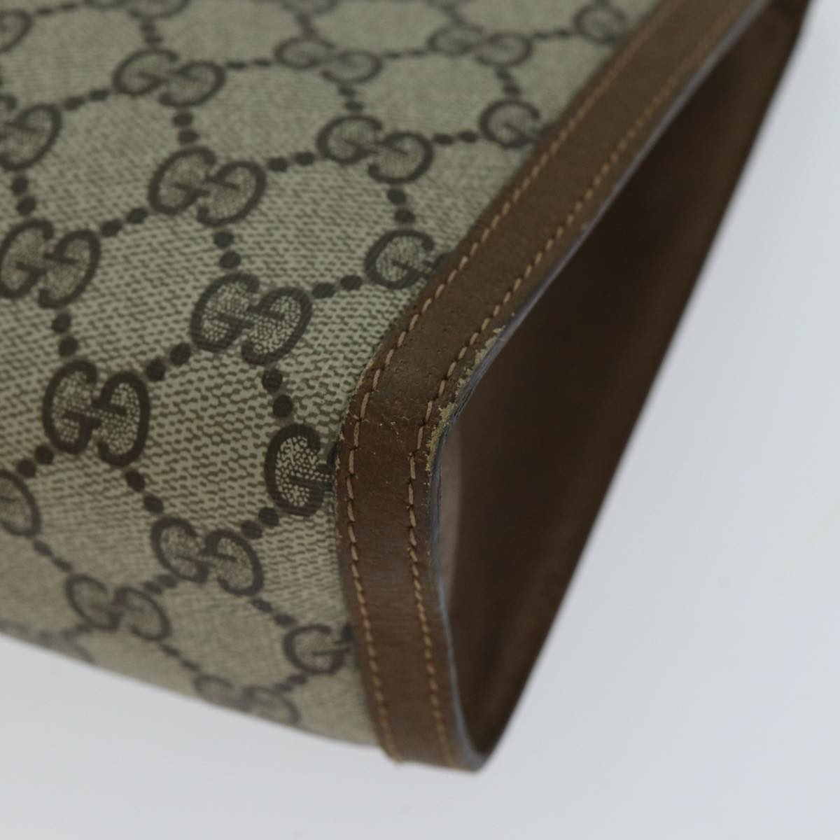 GUCCI GG Supreme Web Sherry Line Clutch Bag PVC Beige Red 89 01 033 Auth yk12556