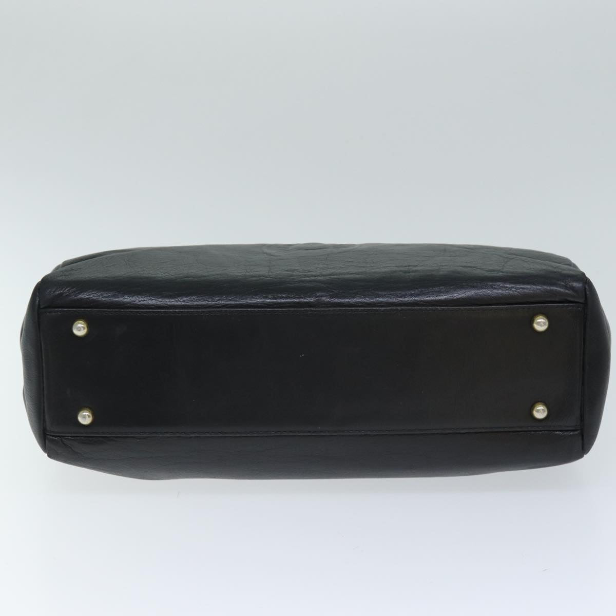 VERSACE Hand Bag Leather Black Auth yk12599