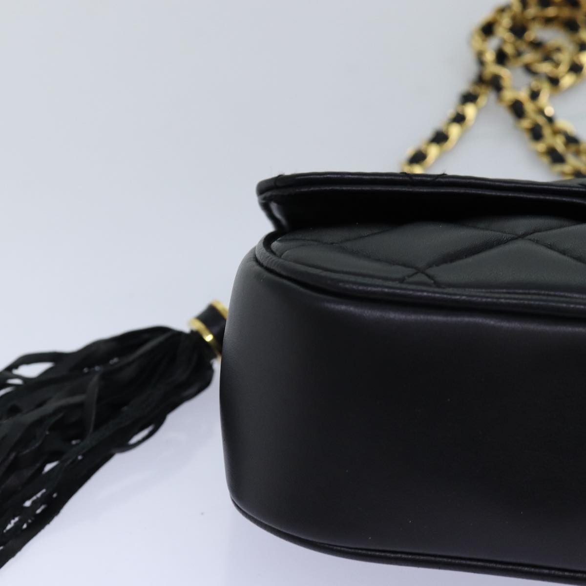 GIVENCHY Quilted Chain Shoulder Bag Leather Black Auth yk12643