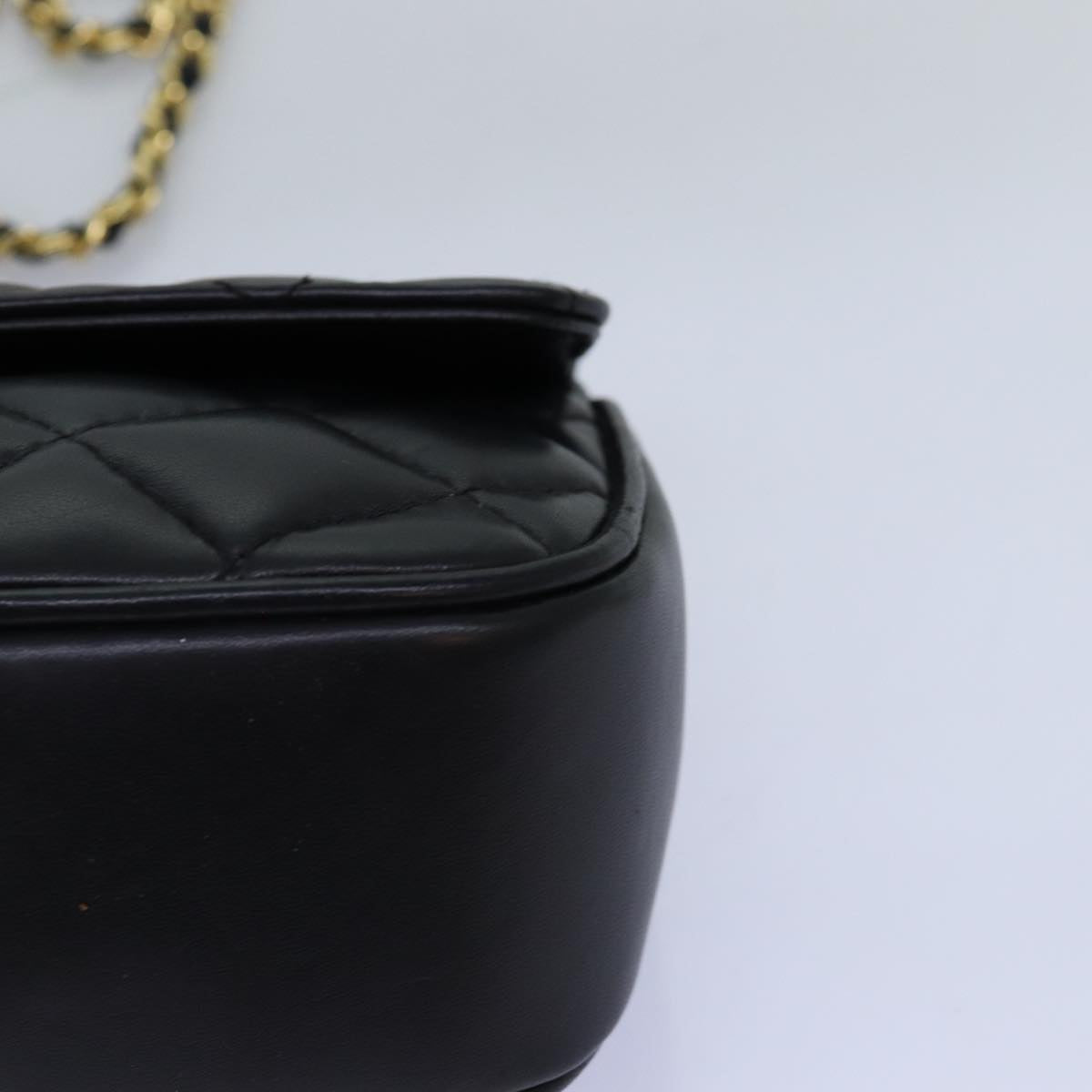 GIVENCHY Quilted Chain Shoulder Bag Leather Black Auth yk12643