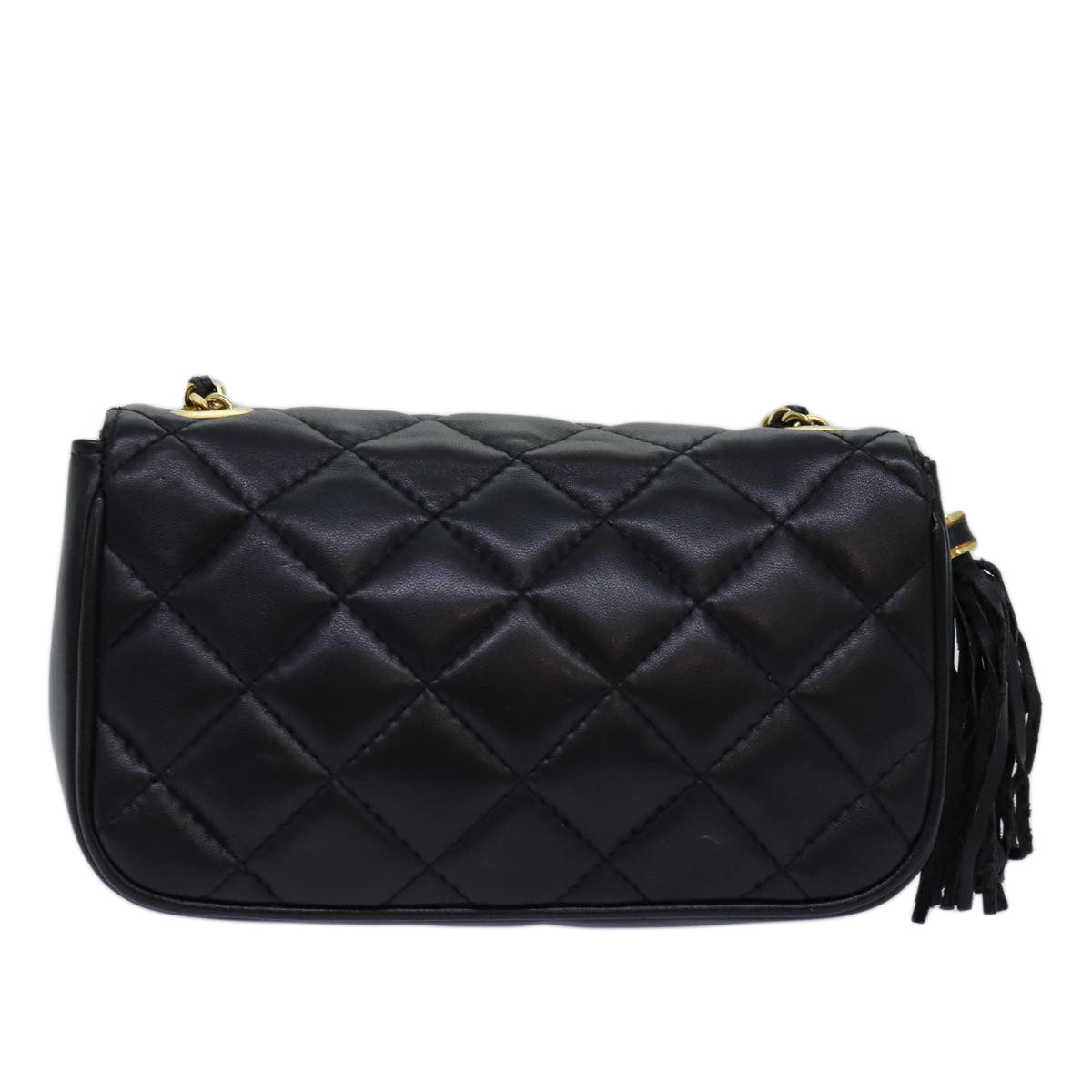 GIVENCHY Quilted Chain Shoulder Bag Leather Black Auth yk12643