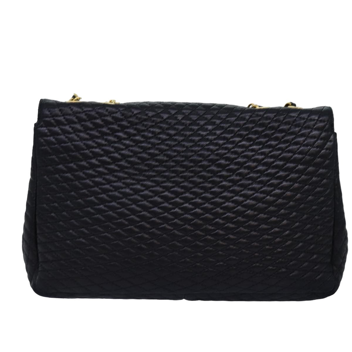 BALLY Quilted Chain Shoulder Bag Leather Black Auth yk12718