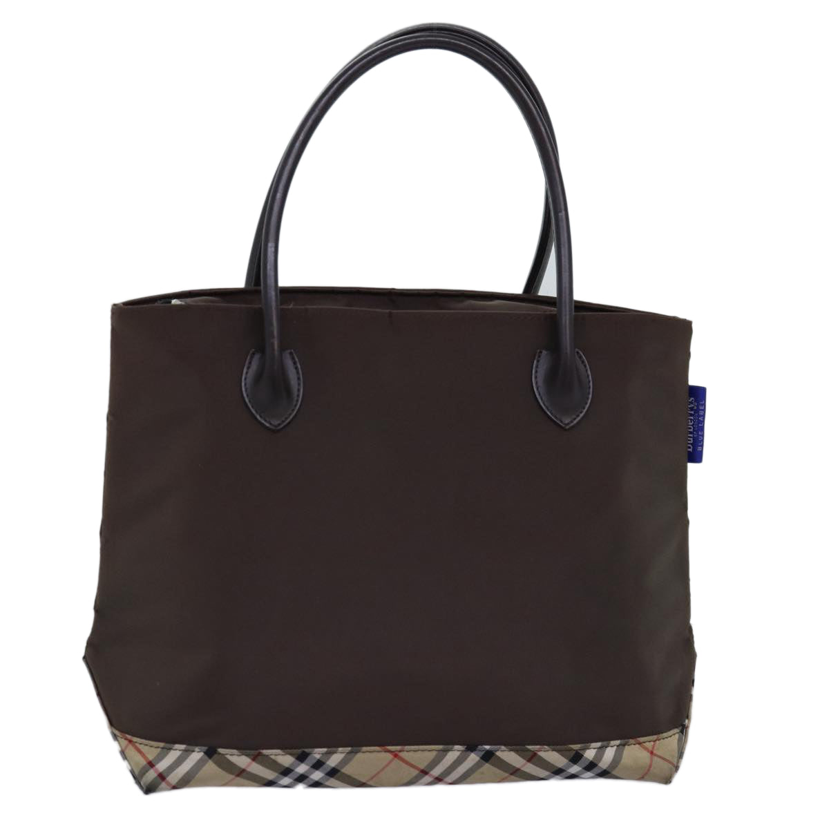 Burberrys Nova Check Blue Label Tote Bag Nylon Beige Brown Auth yk12782