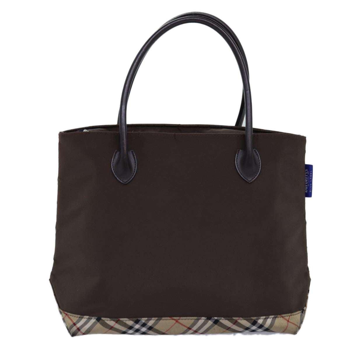 Burberrys Nova Check Blue Label Tote Bag Nylon Beige Brown Auth yk12782