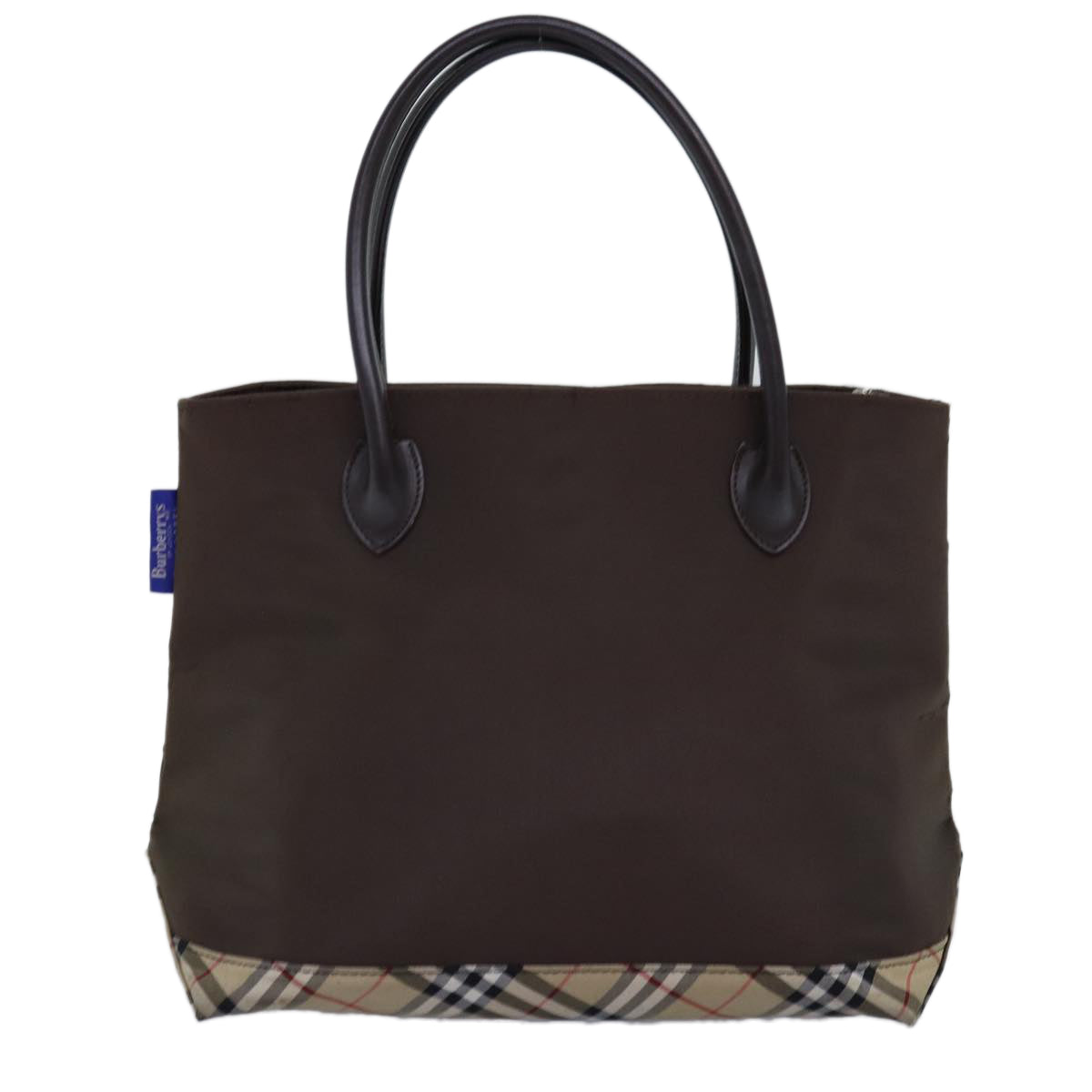 Burberrys Nova Check Blue Label Tote Bag Nylon Beige Brown Auth yk12782