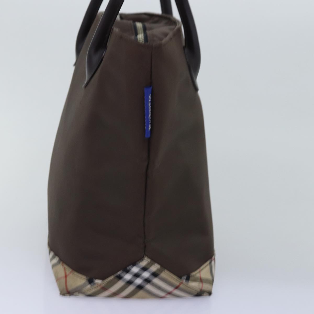 Burberrys Nova Check Blue Label Tote Bag Nylon Beige Brown Auth yk12782