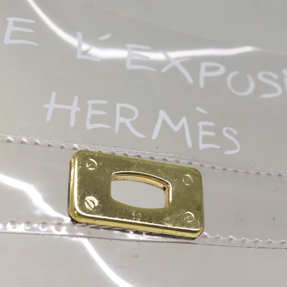 HERMES Vinyl Kelly Hand Bag Vinyl Clear Auth yk12805