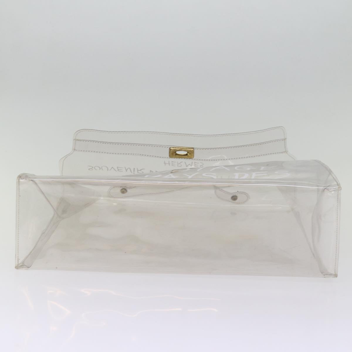 HERMES Vinyl Kelly Hand Bag Vinyl Clear Auth yk12805